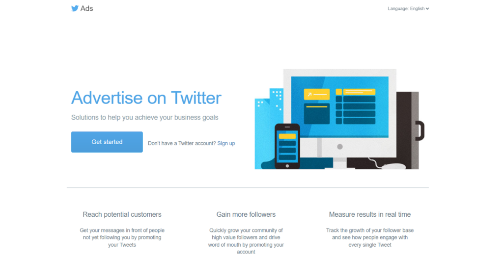 Twitter Ads Home Page Image for User Information