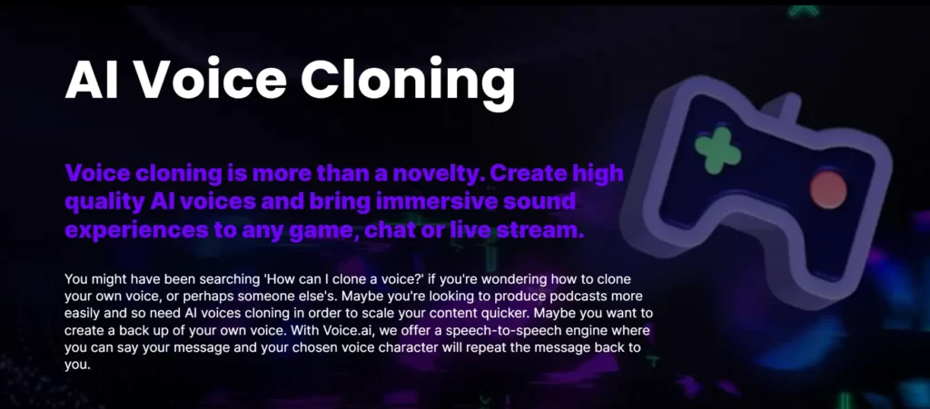 Voice.ai AI Voice Cloning Page view