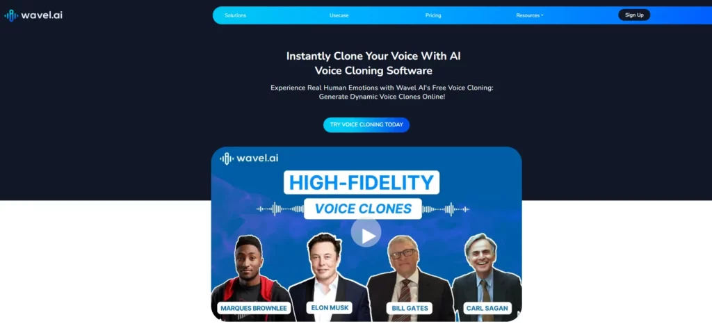 Wavel Voice Cloner Page View
