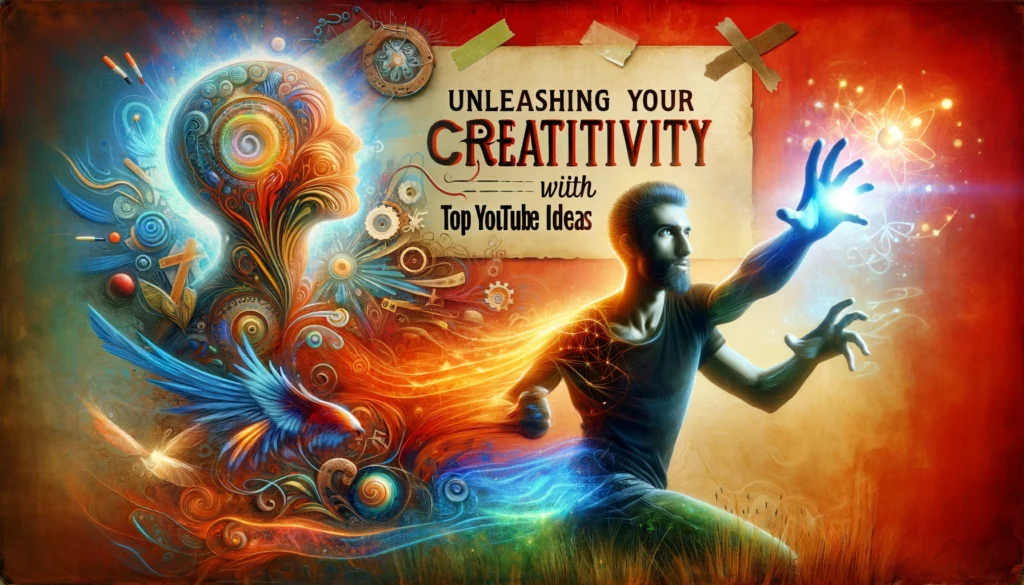  images with the content creator on the right side, in a setting that embodies 'Unleashing Your Creativity with Top YouTube Ideas