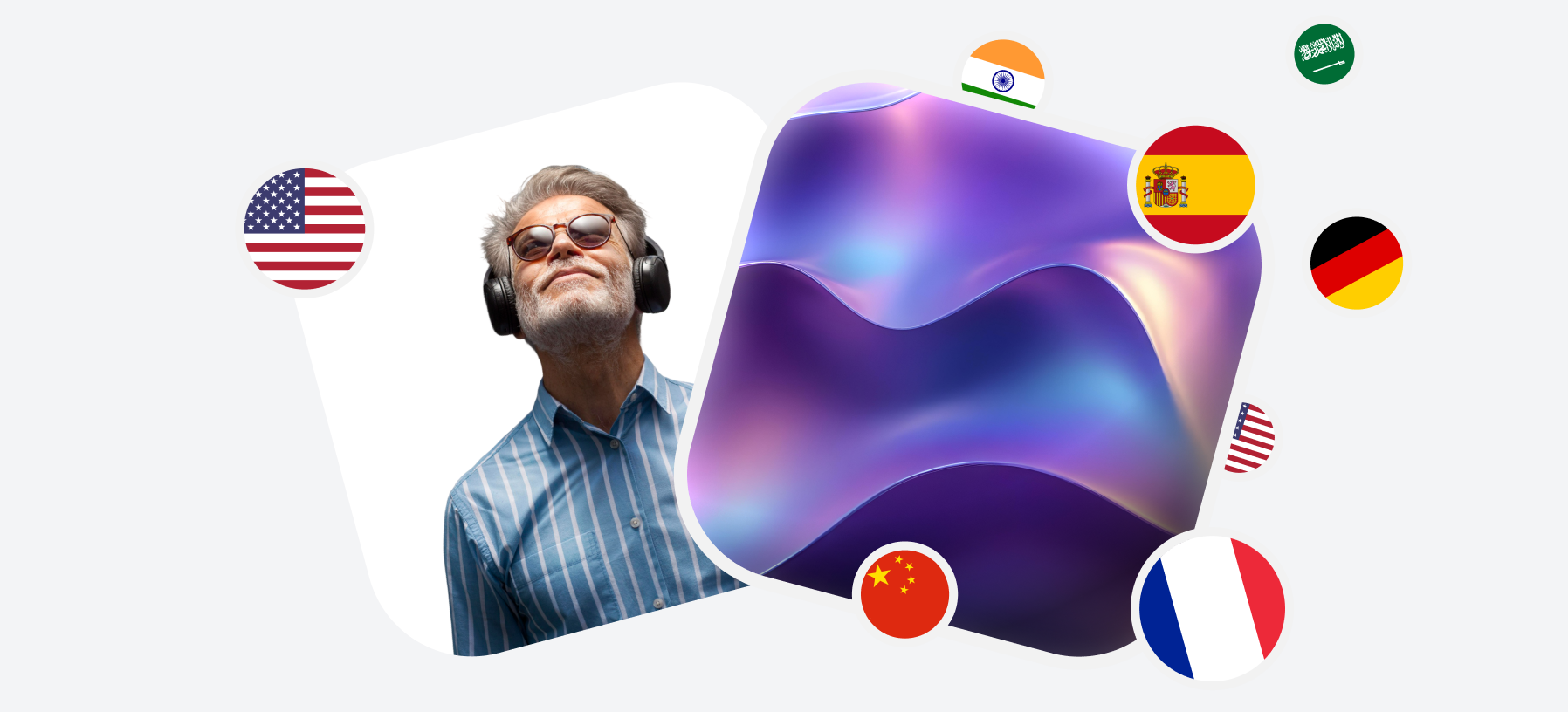 Voice cloning across multiple languages represented by country flags