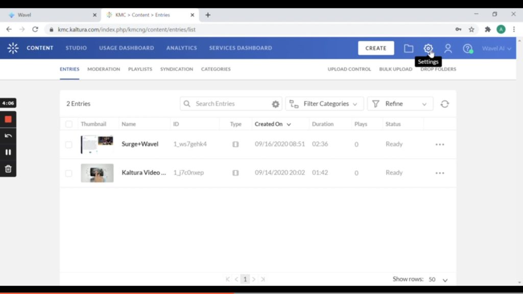 KMC dashboard