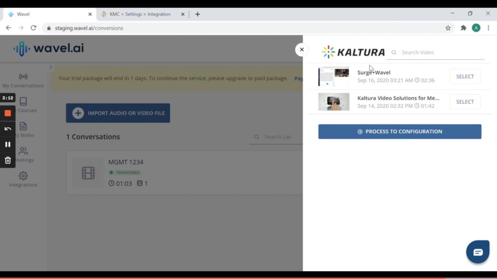 Kaltura videos on Wavel