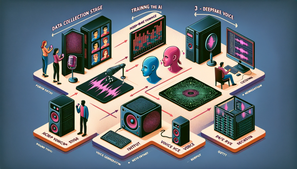 An informative diagram illustrating the workings of a DeepFake voice generator